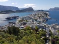 Alesund city in Norway - viewpiont on Aksla Fjellstua Royalty Free Stock Photo