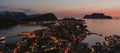 Alesund city panorama from Aksla viewpoint after sunset