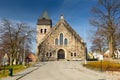 Alesund, Norway - April 14, 2018: Stone architecture of church in Alesund city of Norway