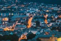 Alesund, Norway. Night View Of Residential Area In Alesund Skyline. Cityscape In Summer Evening.