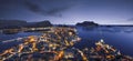 Alesund skyline panorama by night