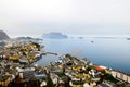 Alesund Waterfront Skyline, Rainy Dark Day, Urban Architecture, Travel Norway Royalty Free Stock Photo