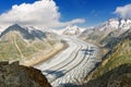 Aletsch glacier in Alps, summer in mountains Royalty Free Stock Photo
