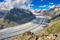 Aletsch glacier from Eggishorn.Largest and longest glaciers in euopra, valais switzerland.Panoramic view to the jungfrau Royalty Free Stock Photo