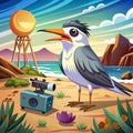 Aleutian Tern bird unsuitable cries beach TV vector