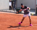 Alex de Minaur of Australia in action during his first round match against Ilya Ivashka of Belarus at 2023 Roland Garros Royalty Free Stock Photo