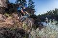 Alex Grediagin rides the Deschutes River Trail Royalty Free Stock Photo