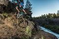 Alex Grediagin rides the Deschutes River Trail Royalty Free Stock Photo