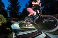 Alex Grediagin rides a pump track Royalty Free Stock Photo