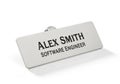 Alex smith software engineer name tag identification badge isolated on white background Royalty Free Stock Photo