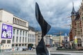 Alexander CalderÃ¢â¬â¢s Whirling ear in the monts des arts in Brussels, Belgium