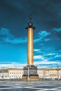 Alexander Column on Palace Square in St. Petersburg Royalty Free Stock Photo