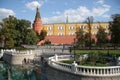 Alexander Garden, Manezhnaya Square and Moscow Kremlin Royalty Free Stock Photo