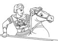 Alexander the great horseman antiquity history illustration outline coloring