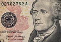 Alexander Hamilton portrait from ten dollar bill. American velue currency