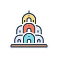Color illustration icon for Alexander, ancient and castles