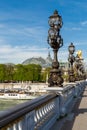 The Alexander III Bridge across Seine river in Paris, France Royalty Free Stock Photo