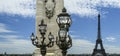 The Alexander III bridge and Eiffel Tower- Paris, France Royalty Free Stock Photo