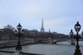 Alexander III bridge and Eiffel tower, Paris, France Royalty Free Stock Photo