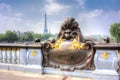 Alexander III bridge and Eiffel Tower, Paris, France Royalty Free Stock Photo