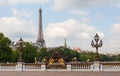 Alexander III bridge in Paris with Eiffel Tower Royalty Free Stock Photo