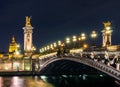 Alexander III bridge in Paris at night Royalty Free Stock Photo