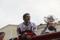 Alexander Mikhaylovich Ovechkin does the self against the backdrop of the Kremlin, Moscow Royalty Free Stock Photo