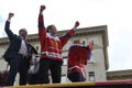 Alexander Mikhaylovich Ovechkin does the self against the backdrop of the Kremlin, Moscow Royalty Free Stock Photo