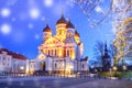 Alexander Nevsky Cathedral at night in Tallinn