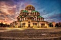 Alexander Nevsky Cathedra at sunset in Sofia Royalty Free Stock Photo