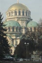 Closeup on landmark building, the Alexander Nevsky Cathedral, Sofia, Bulgaria Royalty Free Stock Photo