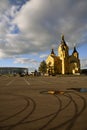 Alexander Nevsky cathedral and sports arena Nizhny Novgorod, Russia. Royalty Free Stock Photo