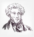 Alexander Sergeyevich Pushkin vector sketch portrait