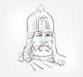 Alexander Yaroslavich Nevsky Grand Prince of Vladimir famous Russian vector sketch isolated