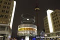 Alexanderplatz and world time clock in berlin at night Royalty Free Stock Photo