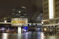 Alexanderplatz and world time clock in berlin at night