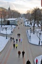 Alexanders garden and Moscow Kremlin. Color photo.