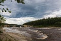 Alexandra Falls tumble 32 meters over the Hay River, Twin Falls Gorge Territorial Park Northwest territories, Canada. Royalty Free Stock Photo