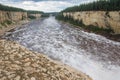 Alexandra Falls tumble 32 meters over the Hay River, Twin Falls Gorge Territorial Park Northwest territories, Canada. Royalty Free Stock Photo