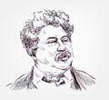 Alexandre Dumas sketch style vector portrait isolated Royalty Free Stock Photo