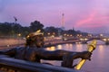 Alexandre iii bridge and eiffel tower Royalty Free Stock Photo