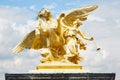 Alexandre III bridge golden statue in Paris Royalty Free Stock Photo