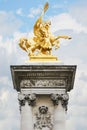 Alexandre III bridge golden statue in Paris Royalty Free Stock Photo