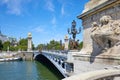 Alexandre III bridge in a sunny day, blue sky in Paris, France Royalty Free Stock Photo