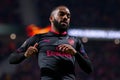 Alexandre Lacazette plays at the Europa League Semi Final match between Atletico de Madrid and Arsenal Royalty Free Stock Photo