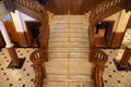 Alexandria Bay, New York, U.S.A - October 24, 2019 - The grand marble stairs inside the famous Boldt Castle