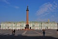 Alexandria column and Hermitage on the Palace Square in St. Petersburg Royalty Free Stock Photo