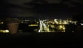 Alexandria Egypt city view from top roof of high building house, landscape with lights of road cars, night picture Royalty Free Stock Photo