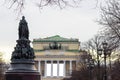 Alexandrinsky Theater in the center of St. Petersburg monument to Catherine II