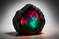 Alexandrite Gemstone Raw Stone Glowing Color Shifting Slice Isolated on Premium White Gradient Royalty Free Stock Photo